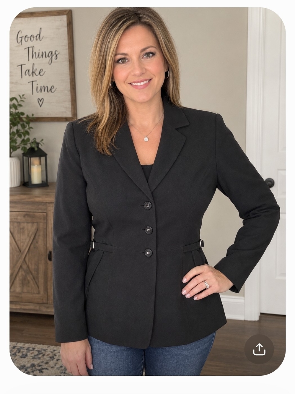 Kasper Black Tailored Three-Button Women's Blazer